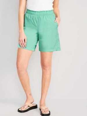 Short Old Navy High-Waisted Poplin Pull-On Shorts Femme Vert | 728-CKLEAG