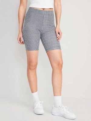Short Old Navy High-Waisted Tie-Dye Long Vélo Shorts Femme Gingham | 045-MTCXPQ