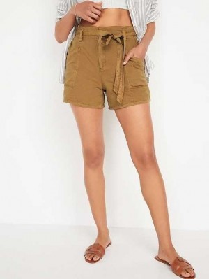 Short Old Navy High-Waisted Twill Workwear Shorts Femme Doré | 681-QMGOJK