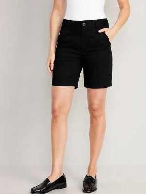 Short Old Navy High-Waisted Uniform Bermuda Shorts Femme Noir | 214-KGWFEB