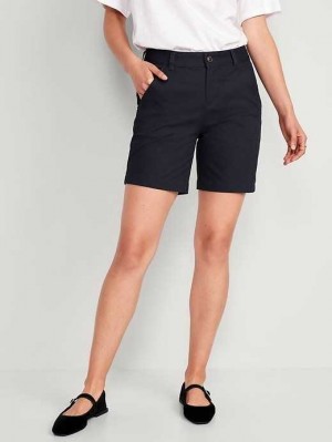 Short Old Navy High-Waisted Uniform Bermuda Shorts Femme Inkwell | 186-ZPAQJG