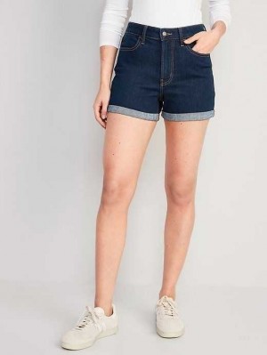 Short Old Navy High-Waisted Wow Jean Shorts Femme Lavage Foncé | 746-PACQLM