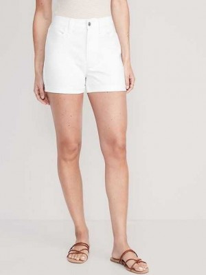 Short Old Navy High-Waisted Wow White-Wash Droit Jean Shorts Femme Blanche | 018-DQTWKY