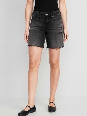 Short Old Navy OG Loose Black-Wash Ripped Cut-Off Jean Shorts Femme Noir | 079-HZOWPG