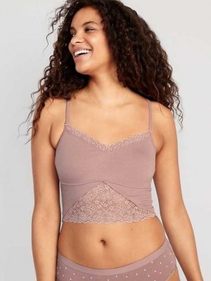 Sous Vêtement Old Navy Dentelle-Paneled Rib-Knit Brami Top Femme Rose Bleu Clair | 327-QMPYJE