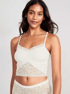 Sous Vêtement Old Navy Dentelle-Paneled Rib-Knit Brami Top Femme Bleu Clair | 857-PBXYSC