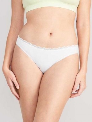 Sous Vêtement Old Navy Dentelle-Trimmed Bikini Underwear Femme Blanche | 814-VEKHWP