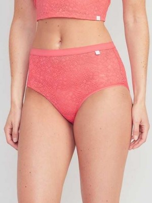 Sous Vêtement Old Navy High-Waisted Dentelle Bikini Underwear Femme Corail | 713-EXPQRK