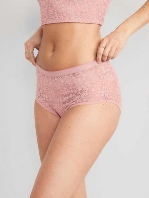Sous Vêtement Old Navy High-Waisted Dentelle Bikini Underwear Femme Rose Bleu Clair | 163-BCSZEU