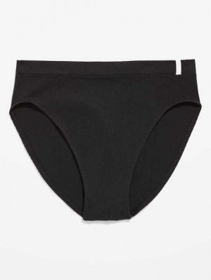 Sous Vêtement Old Navy High-Waisted French-Cut Seamless Rib-Knit Bikini Underwear Femme Noir | 786-WIQGAB