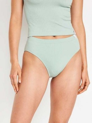 Sous Vêtement Old Navy High-Waisted French-Cut Seamless Rib-Knit Bikini Underwear Femme Briny Water | 743-BVCQEW