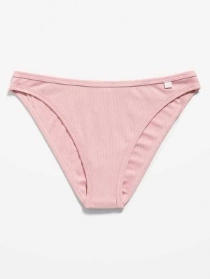Sous Vêtement Old Navy High-Waisted French-Cut Rib-Knit Bikini Underwear Femme Rose | 685-HLIFSG