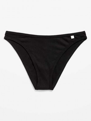 Sous Vêtement Old Navy High-Waisted French-Cut Rib-Knit Bikini Underwear Femme Noir | 182-DPLRKU