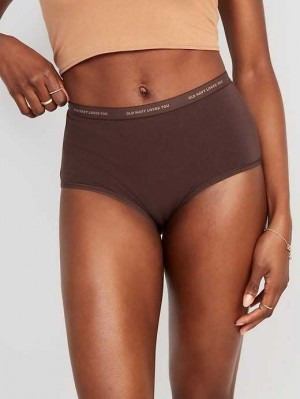 Sous Vêtement Old Navy High-Waisted Logo Graphique Bikini Underwear Femme French Roast | 812-GIRBEY