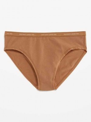 Sous Vêtement Old Navy High-Waisted Logo Graphique Classiche Bikini Underwear Femme Beige | 651-IXKQHB