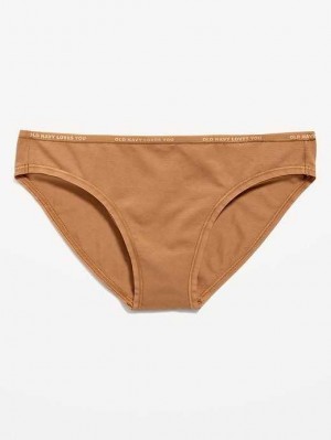 Sous Vêtement Old Navy High-Waisted Logo Graphique Bikini Underwear Femme Beige | 293-EASOIF