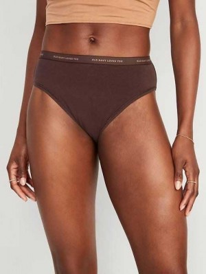 Sous Vêtement Old Navy High-Waisted Logo Graphique Classiche Bikini Underwear Femme French Roast | 143-ESHBGC