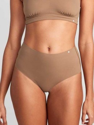 Sous Vêtement Old Navy High-Waisted No-Show Bikini Underwear Femme Cocoa Fawn | 304-DTLAMH