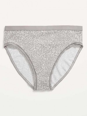Sous Vêtement Old Navy High-Waisted Supima Coton-Blend Bikini Underwear Femme Grise Leopard | 739-QTGYND