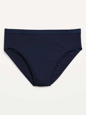 Sous Vêtement Old Navy High-Waisted Supima Coton-Blend Bikini Underwear Femme Bleu Marine | 476-EYCQGD