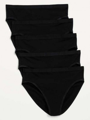 Sous Vêtement Old Navy High-Waisted Supima Coton Bikini Underwear 5-Pack Femme Noir | 130-GKQZPB