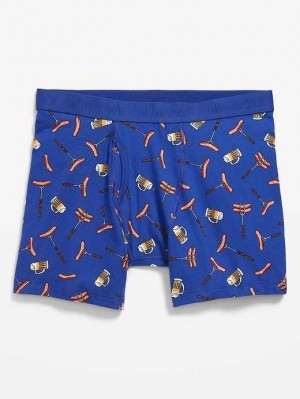 Sous Vêtement Old Navy Printed Built-In Flex Boxer-Brief Underwear Homme Bleu | 436-SYRMOT