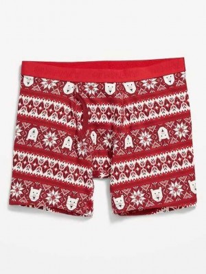 Sous Vêtement Old Navy Printed Built-In Flex Boxer-Brief Underwear Homme Rouge | 834-KGMRQT