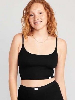 Sous Vêtement Old Navy Rib-Knit Brami Top Femme Noir | 439-BKPVWX