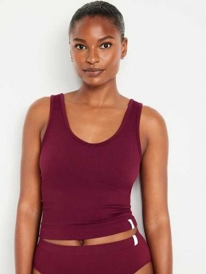 Sous Vêtement Old Navy Rib-Knit Seamless Tank Top Femme Rouge Bordeaux | 693-BWNIRF