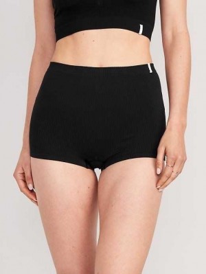 Sous Vêtement Old Navy Seamless Rib-Knit Boyshort Underwear Femme Noir | 046-QSATYU