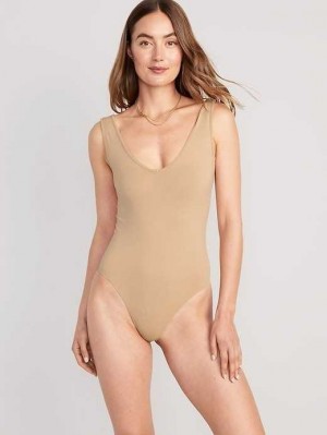 Sous Vêtement Old Navy Seamless V-Neck Tank Bodysuit Femme Marron | 537-VRNGAB