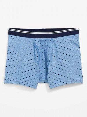 Sous Vêtement Old Navy Soft-Washed Built-In Flex Printed Boxer-Brief Underwear Homme Bleu | 607-ZCQWHT