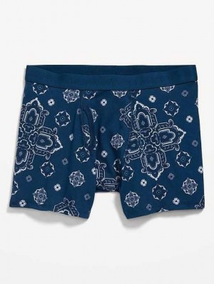 Sous Vêtement Old Navy Soft-Washed Built-In Flex Printed Boxer-Brief Underwear Homme Bleu | 459-NYQEGM