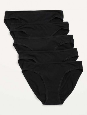 Sous Vêtement Old Navy Supima Coton-Blend Bikini Underwear 5-Pack Femme Noir | 726-OEWNYM