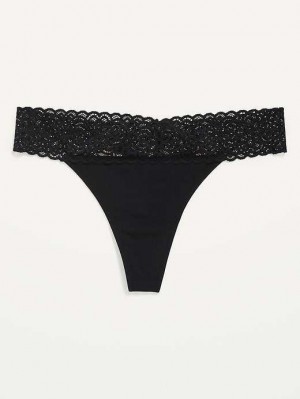 Sous Vêtement Old Navy Supima Coton-Blend Dentelle-Trim Lanières Underwear Femme Noir | 591-QKMLIU