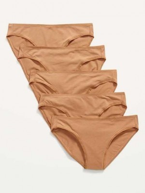 Sous Vêtement Old Navy Supima Coton-Blend Bikini Underwear 5-Pack Femme Beige | 014-HLUTGY