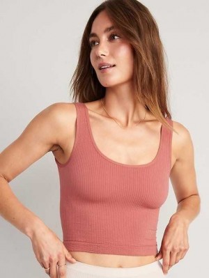 Soutien Gorge Old Navy Cropped Rib-Knit Seamless Cami Bra Top Femme Marron | 714-ONLWMA