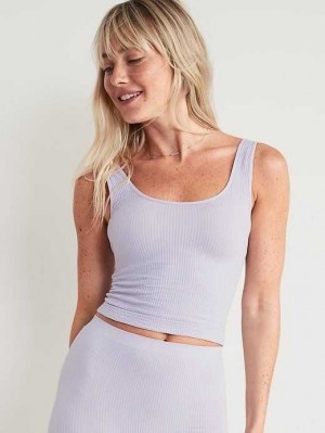 Soutien Gorge Old Navy Cropped Rib-Knit Seamless Cami Bra Top Femme Grise | 618-CVHRYT