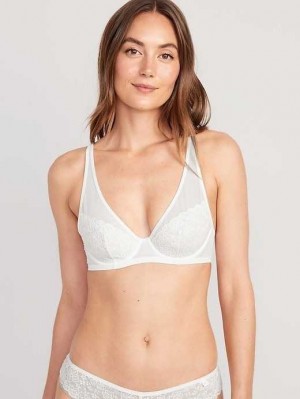 Soutien Gorge Old Navy Dentelle-Paneled Mesh Underwire Plunge Bra Femme Bleu Clair | 349-DEAITY