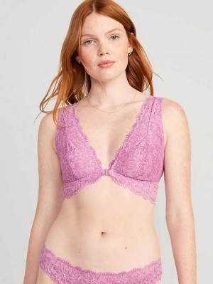 Soutien Gorge Old Navy Dentelle Front-Close Bralette Top Femme Violette | 643-NFXZUO