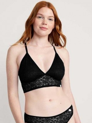 Soutien Gorge Old Navy Dentelle Longline Racerback Bralette Femme Noir | 406-IANODK