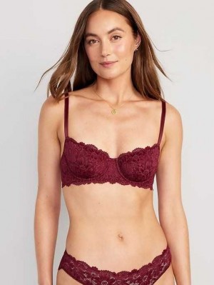 Soutien Gorge Old Navy Dentelle Underwire Balconette Bra Femme Rouge Bordeaux | 107-PVOTFQ
