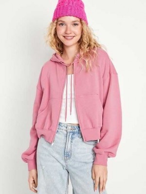 Sweat a Capuche Old Navy Fleece Full-Zip Hoodie Femme Rose Doré | 897-CNUKQW