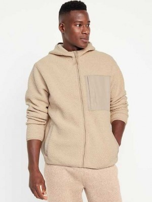 Sweat a Capuche Old Navy Sherpa Zip Hoodie Homme Grise | 398-JAORBQ