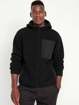 Sweat a Capuche Old Navy Sherpa Zip Hoodie Homme Noir | 076-ODUYJA