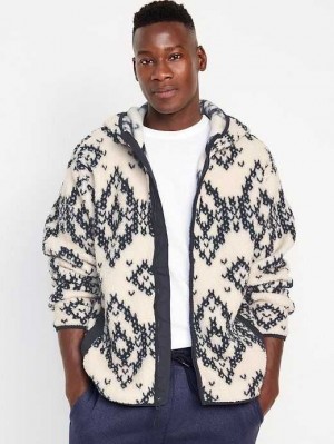 Sweat a Capuche Old Navy Sherpa Zip Hoodie Homme Blanche | 870-LHBGUE