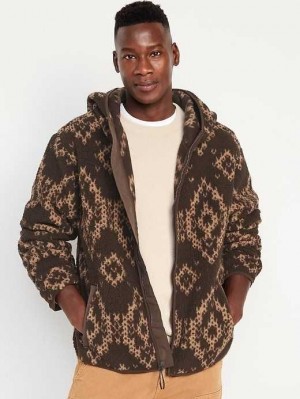 Sweat a Capuche Old Navy Sherpa Zip Hoodie Homme Marron | 865-TEMCJU