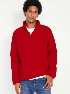 Sweatshirt Old Navy 1/4-Zip Sherpa Pullover Homme Rouge | 801-PHQMVC