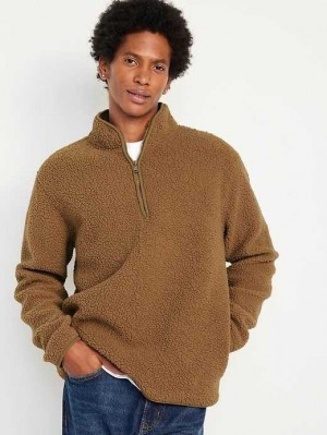 Sweatshirt Old Navy 1/4-Zip Sherpa Pullover Homme Braised Tofu | 635-UQTSRW