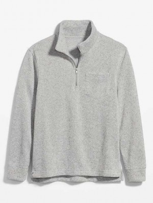 Sweatshirt Old Navy Fleece-Knit 1/4-Zip Pullover Homme Beige | 534-EKYVSI